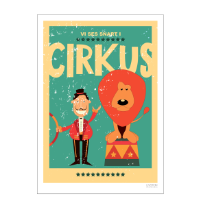 Cirkusplakat med lve. Brneplakat.
