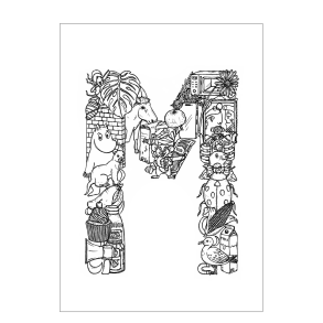 M - Buchstabe doodle 