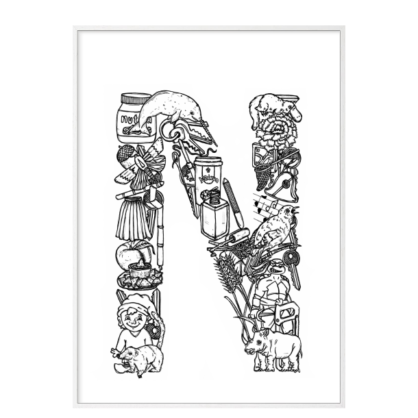 N - Bogstav doodle