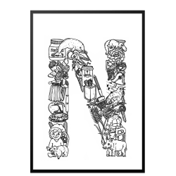 N - Bogstav doodle