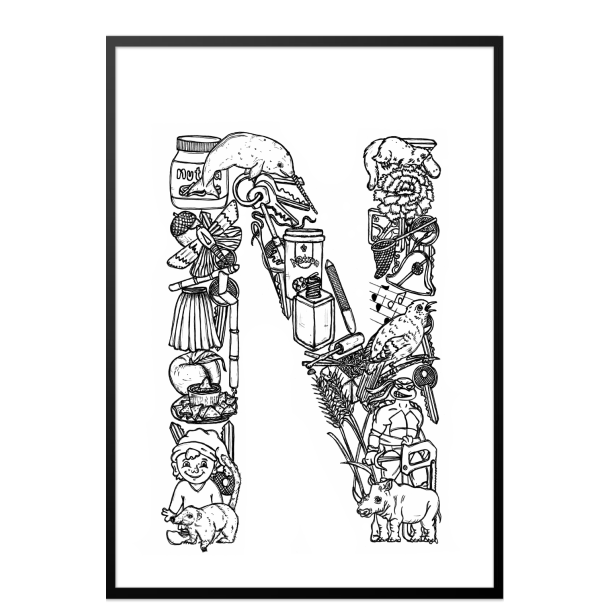 N - Bogstav doodle