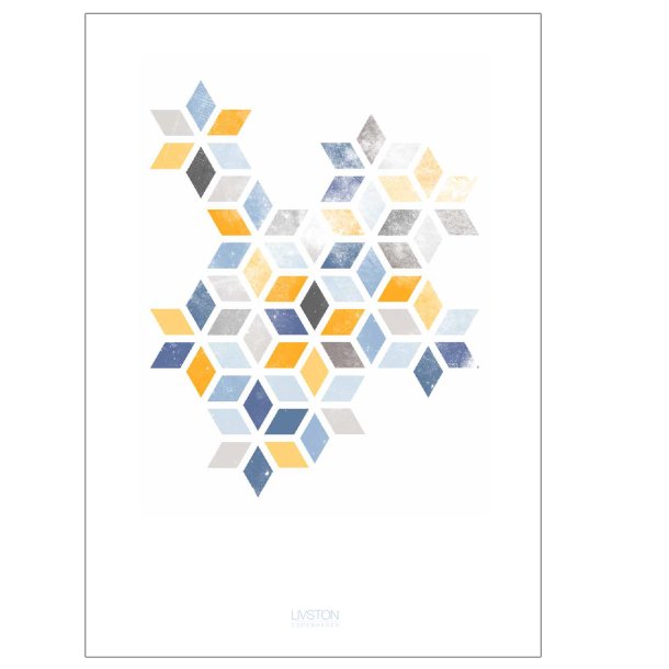 Abstrakt print | blue/yellow. Designplakat.
