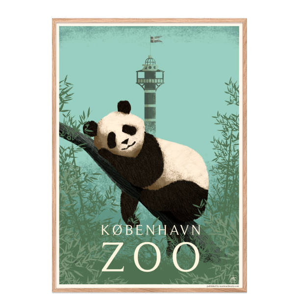 Zoo plakat med panda i bl. Martin Schwartz