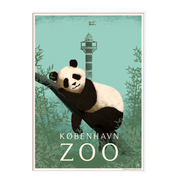 Zoo plakat med panda i bl. Martin Schwartz