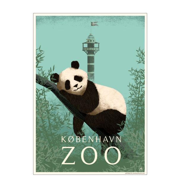 Zoo plakat med panda i bl. Martin Schwartz