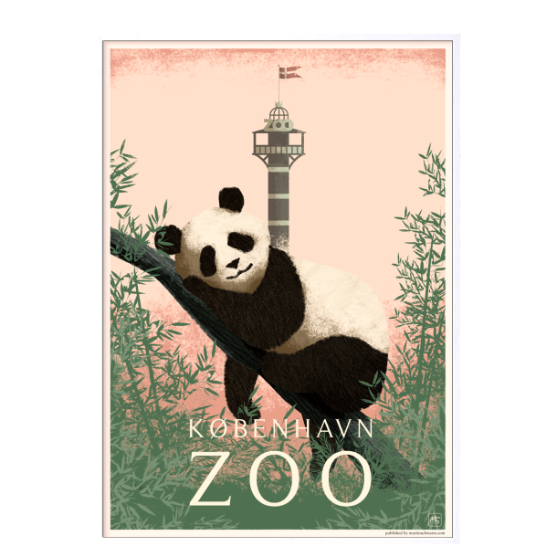 Zoo plakat med panda i pink. Martin Schwartz