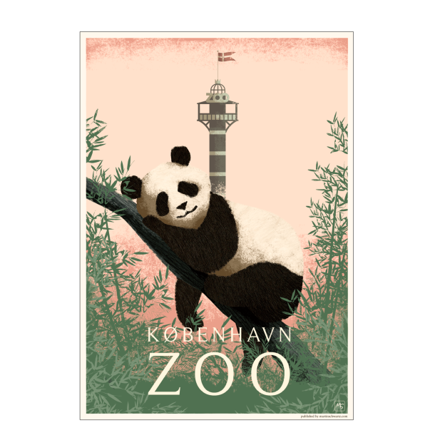 Zoo plakat med panda i pink. Martin Schwartz