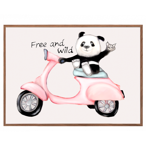 Panda p scooter - Plakat med dyr