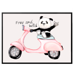 Panda auf Motorroller - Poster mit Tieren