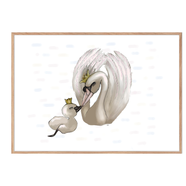 Svanemor med lling. Plakat med dyr.