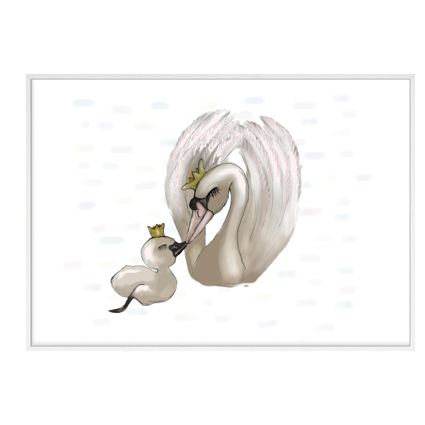 Svanemor med lling. Plakat med dyr.