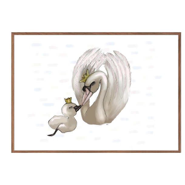 Svanemor med lling. Plakat med dyr.