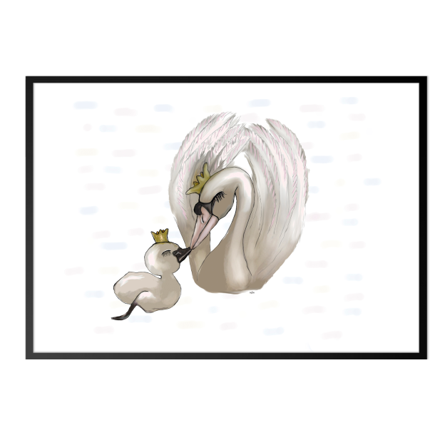 Svanemor med lling. Plakat med dyr.