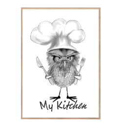 Mit kkken med ugle. Kkkenplakat.