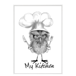 Mit kkken med ugle. Kkkenplakat.