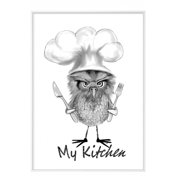Mit kkken med ugle. Kkkenplakat.