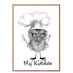 Mit kkken med ugle. Kkkenplakat.