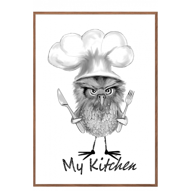 Mit kkken med ugle. Kkkenplakat.
