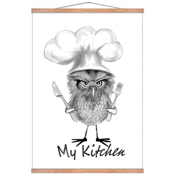 Mit kkken med ugle. Kkkenplakat.