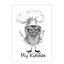 Mit kkken med ugle. Kkkenplakat.