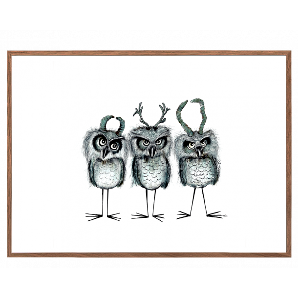 Ugler med horn - Plakat med dyr