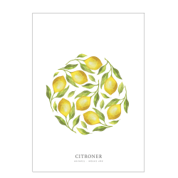 Flere citroner akvarel