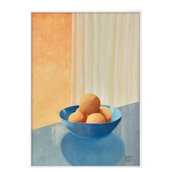 Poster with peaches in a bowl