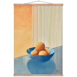 Poster with peaches in a bowl