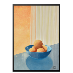 Poster with peaches in a bowl