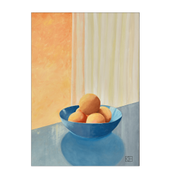 Poster with peaches in a bowl