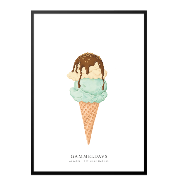 Gammeldaws isvaffel akvarel