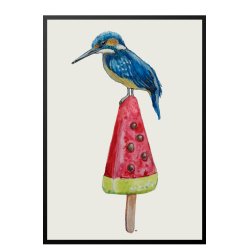 Isfugl p melon. Plakat med dyr.