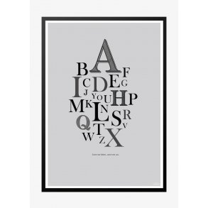 A-Z poster, gray. Designplakat.