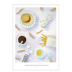 Tmmermndsmorgenbord lilla. Hvid kant