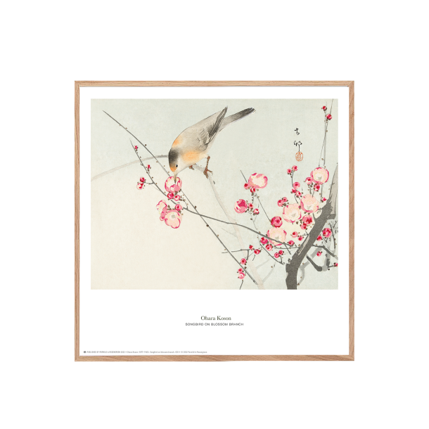 Ohara Koson. Japansk trsnit: Songbird on blossom branch