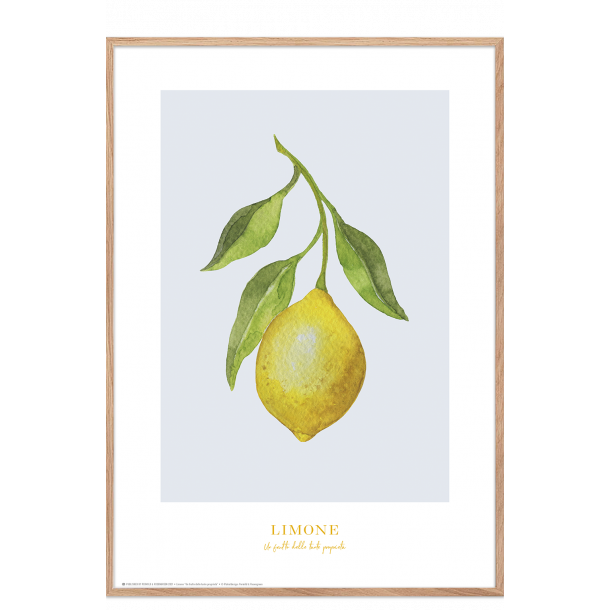 Plakat med citron: Limone (bl/gr)