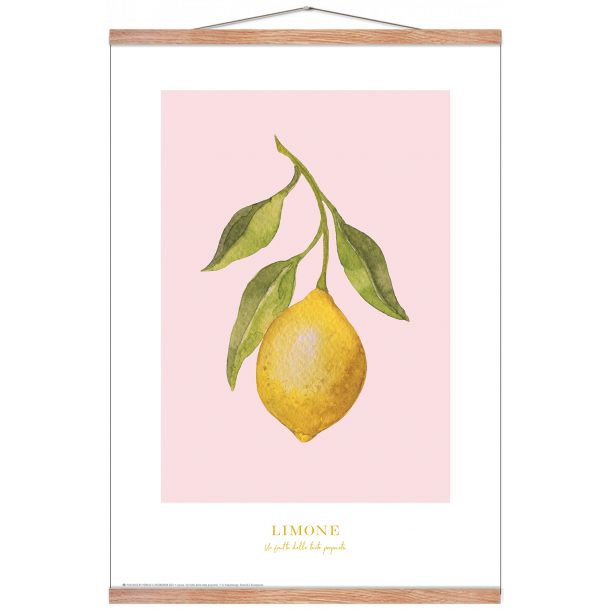 Plakat med citron: Limone (lyserd)