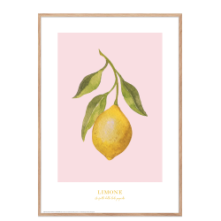 Plakat med citron: Limone (lyserd)
