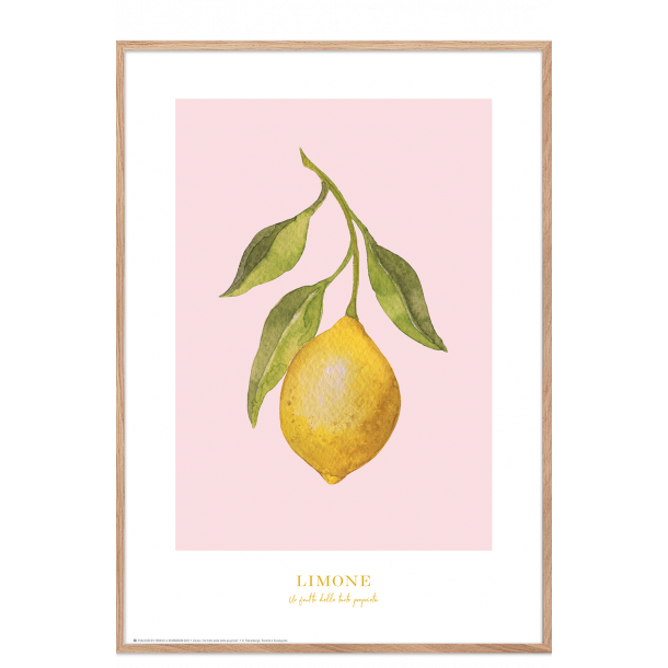 Plakat med citron: Limone (lyserd)
