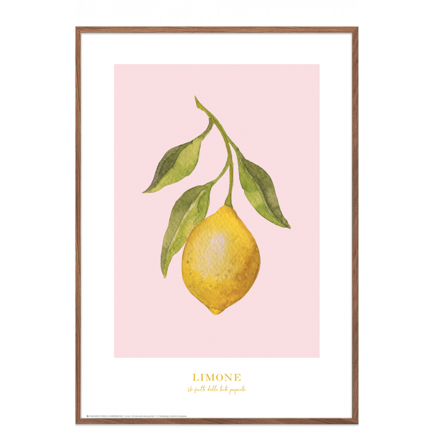 Plakat med citron: Limone (lyserd)