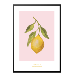 Plakat med citron: Limone (lyserd)