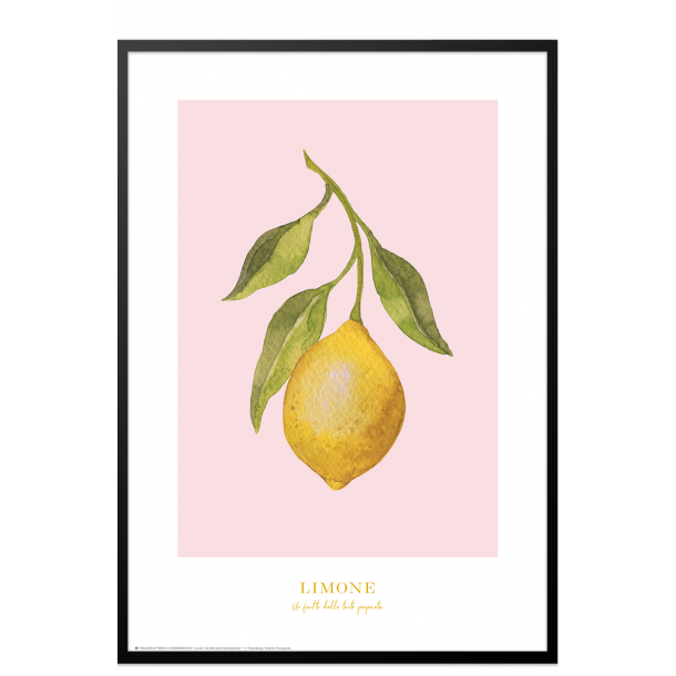 Plakat med citron: Limone (lyserd)