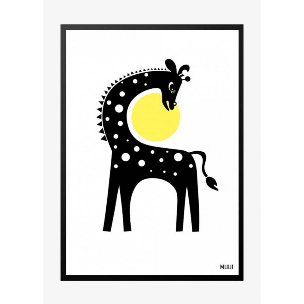 MUUI  Giraffe in yellow. Poster.