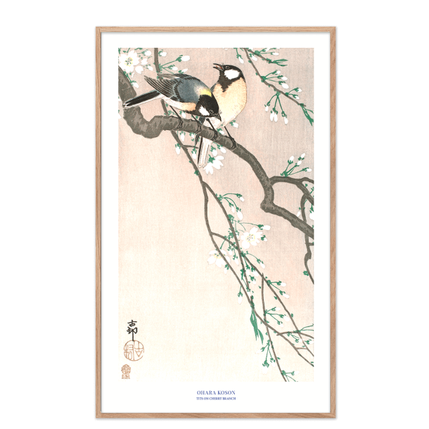 Japansk plakat | Tits on Cherry Branch 