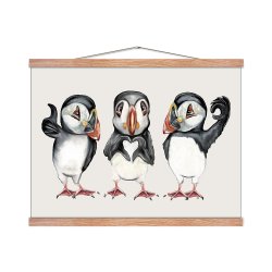 Puffins with hand signs. MSM