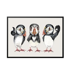 Puffins with hand signs. MSM