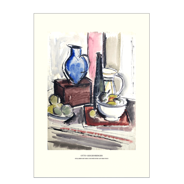 Still life with jugs and fruit