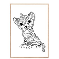 Tiger cub poster. Doodle illustration