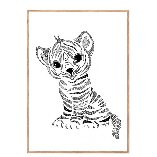 Tigerunge plakat. Doodle illustration