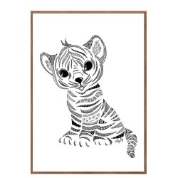 Tiger cub poster. Doodle illustration